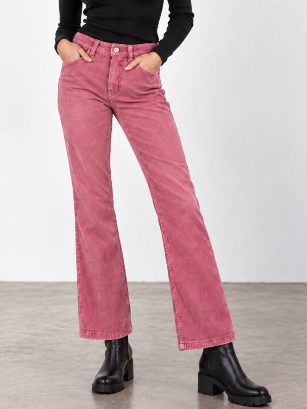 ANTHROPOLOGIE Pilcro The Yaya Stretch Corduroy Crop Flare Pants Pink Mid Rise 24